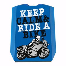 Keep calm & ride a bike Parkscheibe mit Motorrad Motiv in blau