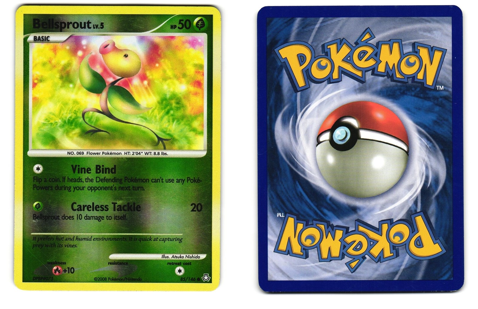 BELLSPROUT 85/146 COMMON LEGENDS AWAKENED REVERSE HOLO LP 2008 POKEMON