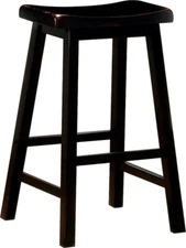 Wooden Saddle Seat Bar Stool in a Black Finish - Set of 2