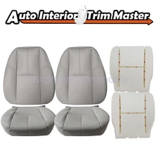 For 2007-2014 Chevy Silverado 1500 2500 Front Bottom-Top Seat Cover Gray&2x Foam
