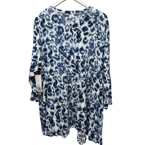 New Directions Tunic Tee Plus Size 2X Blue Leopard Rayon Blend Casual Womens Top - Picture 5 of 9