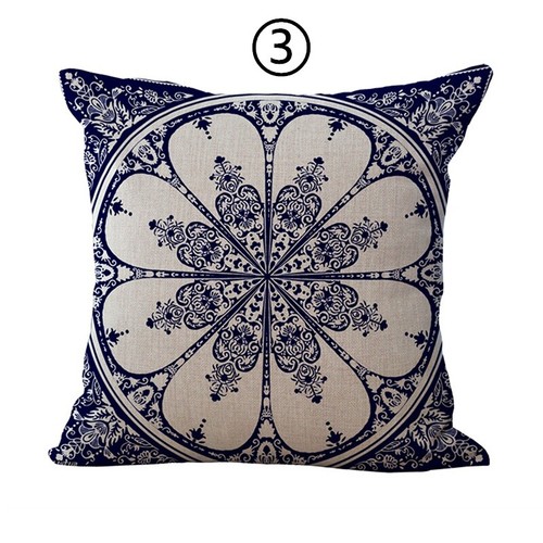 Cotton Linen Cushion Case Only Cover Floral Porcelain Chinese Ethnic Sofa Decor - Picture 11 of 22