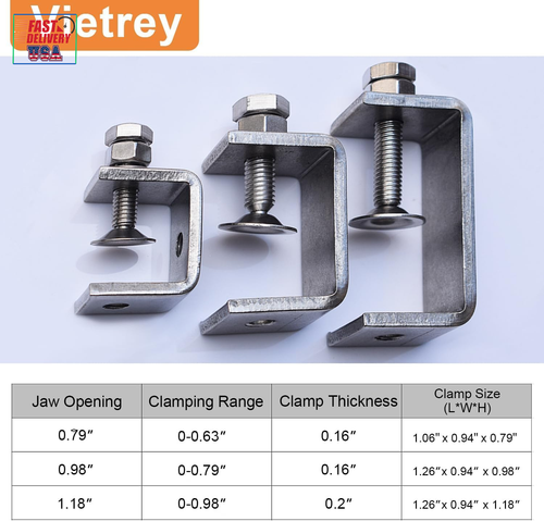 Stainless Steel C Clamps, Mini Tiger Clamp Set for Mounting, Heavy Duty Metal U - Picture 7 of 12