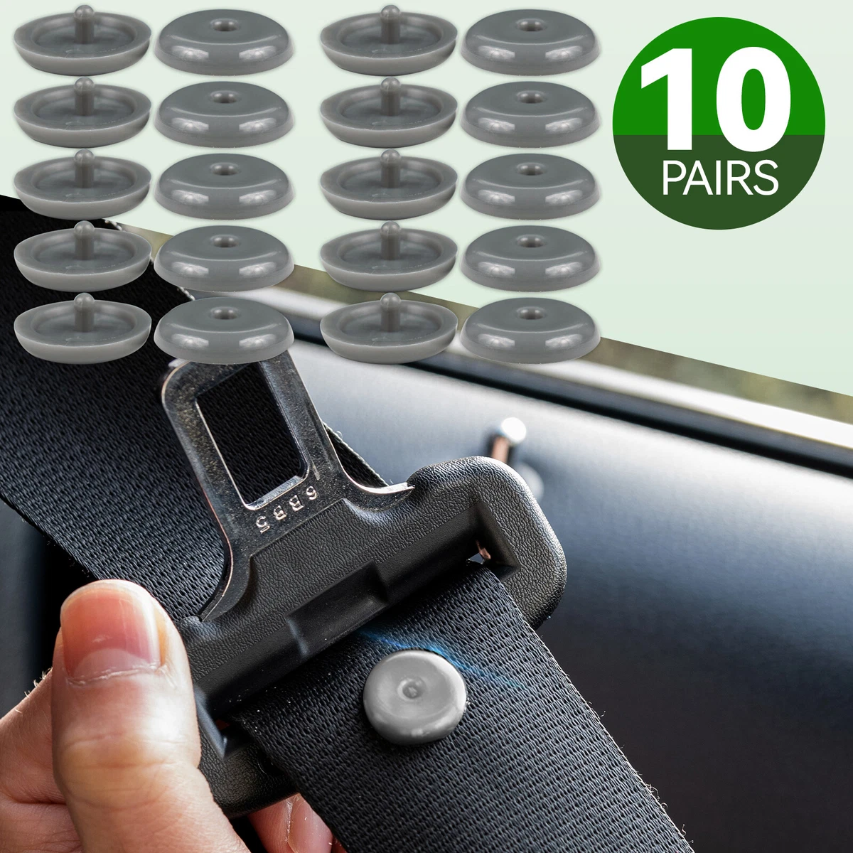 10Set Universal Seat Belt Stopper Kit Buckle Holder Stop Rest Pin Clips Button