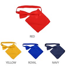 Big and Tall Satin Adjustable Bow Tie with Matching Handkerchief Set - FREESHIP
