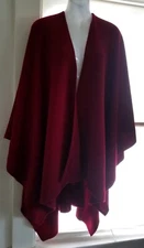 HAWICK KNITWEAR CLARET WOOL CAPE ONE SIZE