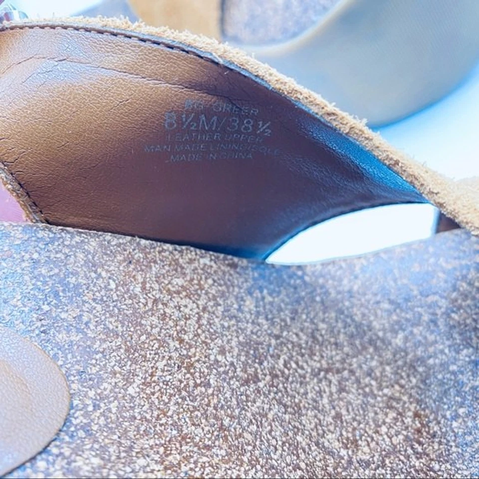 BCBG Geração Camurça Slingbacks Tamanho 8.5 Salto Biqueira Aberta Boho Plataforma de Verão - Imagem 4 de 4