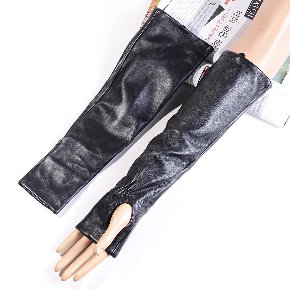 35cm Women's Real leather Fingerless Party Evening Opera/Long  Mittens Gloves - Image 3 of 4