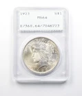 1923 Peace Silver Dollar MS64 PCGS Rattler *7949