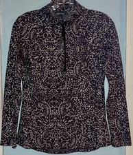 Eddie Bauer Women  s 1/4 Zip Pullover Sweater Dark  Light Gray Size Small