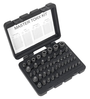 Sealey Torx Star Master Buchse Set 52pc 0.6cm 1cm & 1.3cmD Stecker & AK6199