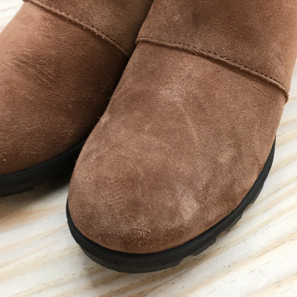 Sorel Boots Youth 5 Joan Of Arctic Wedge Chelsea Booties Brown Leather Pull On - Image 4 of 4