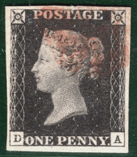 PENNY BLACK 1840 QV GB SG.2 1d Plate 1b (DA) *CLEAR PROFILE* Red MX c£400+REDG21