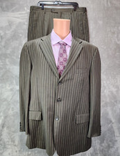 Traje Para Hombre Pronto Moda Italia Verde Oliva 46R Super 140s Lana Merino Lana Lux