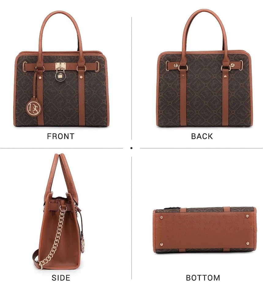 Dasein Women Faux Leather Handbags Classic Purse Office Satchel Bags with Wallet - Image 3 of 4