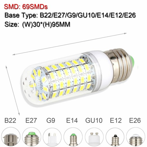 E27 E14 E12 B22 G9 GU10 LED Corn Light 5730 SMD Bulb Energy Saving Lighting Lamp - Picture 9 of 16