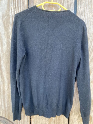 Theory 100% Cashmere Long Sleeve Black Pullover with faux wrap detail 40" ABTUC - Picture 7 of 13