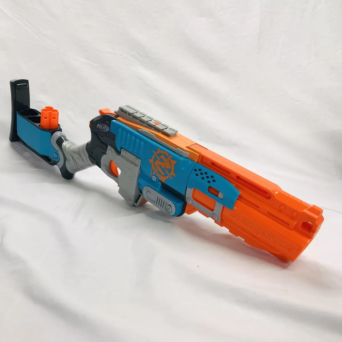 Nerf SledgeFire with (1) Shell Zombie Strike Dart Gun Foam Blaster Rifle Tested