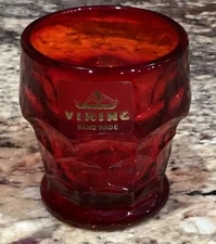 VIKING GLASS GEORGIAN RUBY PATTERN VIKING GLASS TOOTHPICK HOLDER W ORIG LABEL