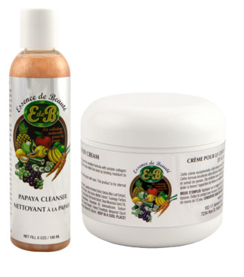 Essence de Beaute Collagen & Vitamin E Face & Body Cream 4oz + Papaya Cleanser