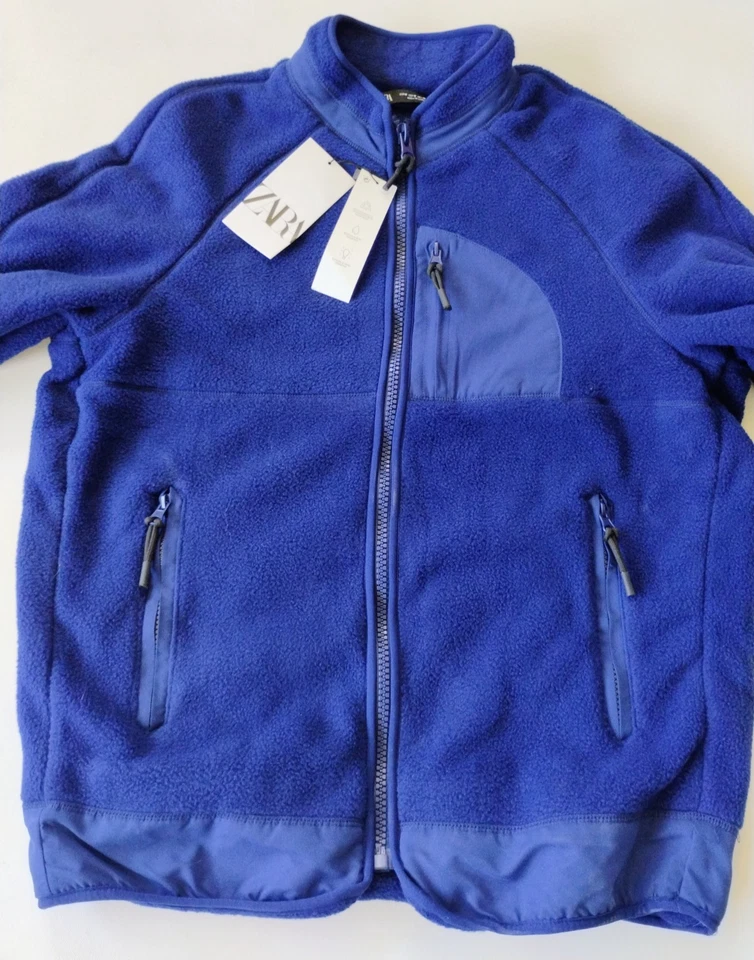 ZARA ROYAL BLUE FLEECE FULL ZIP JACKET MEN'S SIZE M NWT - Image 3 of 4