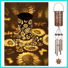 Solar Wind Chimes for Outside, 35'' Sunflower Gifts for Women Mom Grandma Win...