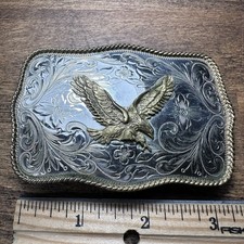 VTG Montana Silversmiths / German Silver Gold-Tone Western Eagle Belt Buckle
