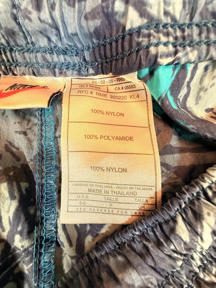 Vintage Nike Shorts Mens Large Blue Palm Print Nylon Swim Trunks 90s Thailand - Image 4 of 4