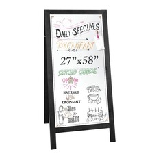 Wooden Dry Erase A Frame Sign - Magnetic Whiteboard Sidewalk Menu Board Outdo...