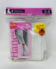 Hanes VTG 2006 4 Pair Cushion Slouch Socks MADE IN USA Womens Size 5-9 SEALED