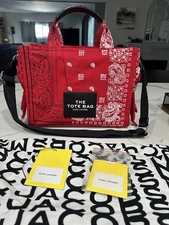 MARC JACOBS Red Bandana Tote Bag Size Small (medium size) Excellent Condition