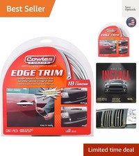 Custom - Enhanced 18ft Chrome U-Channel Edge Guard Trim, 18feet Rubber Bumper...