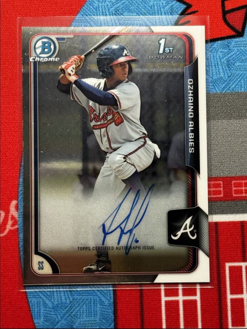 2015 Bowman Prospects Chrome Auto Ozhaino Albies Auto Atlanta Braves #BCAP-OAL