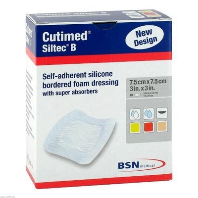 CUTIMED Siltec B Schaumverb.7,5x7,5 cm m.Haftr 10 St
