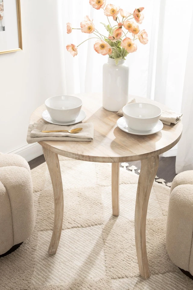 Mariona Coastal Round Mango Wood Entryway Table, 26 x 26 x 30, Light Natural,... - Image 4 of 4