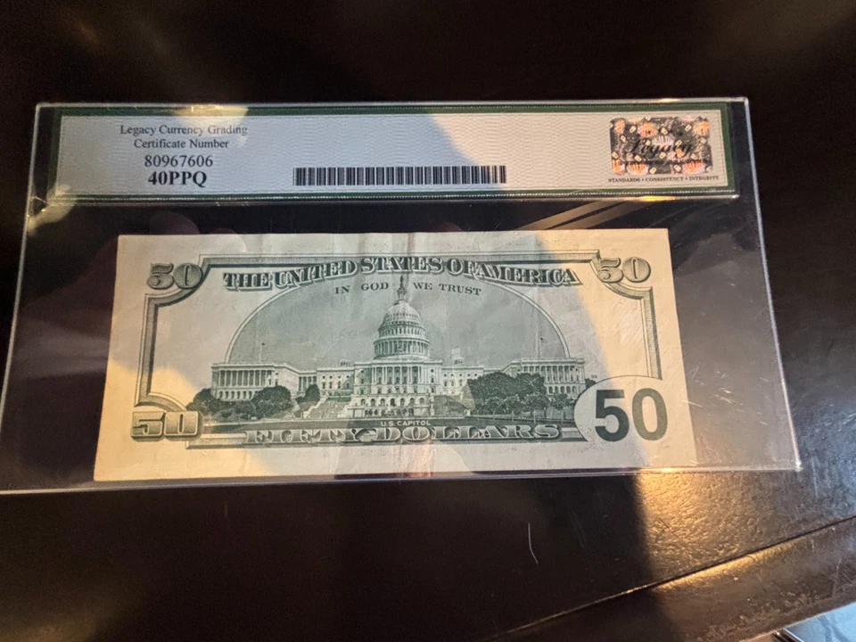 DBR 1996 $50 FRN New York Fr. 2126-B Legacy XF-40 PPQ Serial AB11686245C - Image 2 of 2