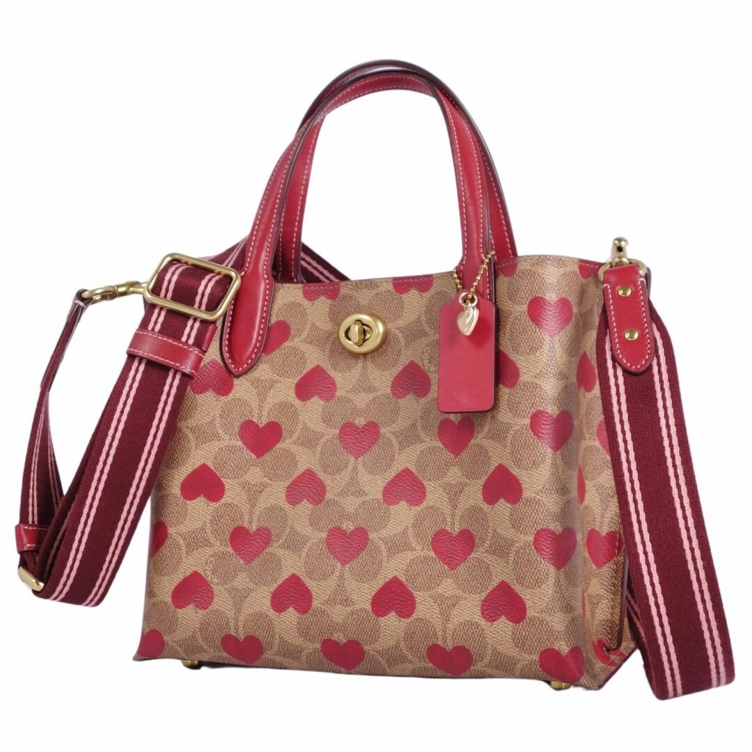 Coach Cf129 Signature Heart Turnlock 2-Way Tote Shoulder Handbag