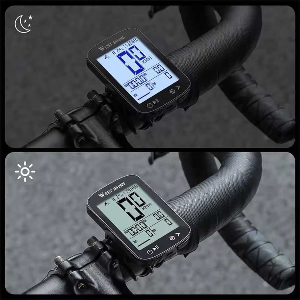 WEST BIKING Smart GPS Bicycle Computer Large Screen Wireless Cycling ...