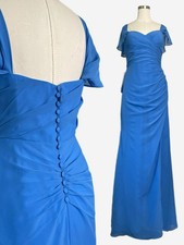 Azazie NWT Haisley Blue Sheath Off the Shoulder Convertible Dress bridesmaid 8