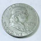 1960 D Ben Franklin SilverHalf Dollar 90% Silver Circulated Coin Free Ship #8895