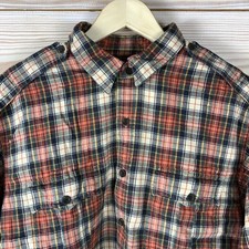 Vtg Polo Ralph Lauren Shirt Mens XL Windowpane Plaid Flannel Epaulette Utility