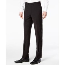 Calvin Klein Mens Slim fit Tuxedo Pants 40 / 30 Black Solid Stretch