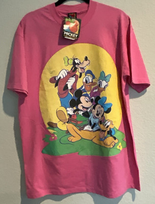 Mickey Unlimited Brazos Disney Pink Mickey Mouse Goofy Duck Graphic Tee Size L