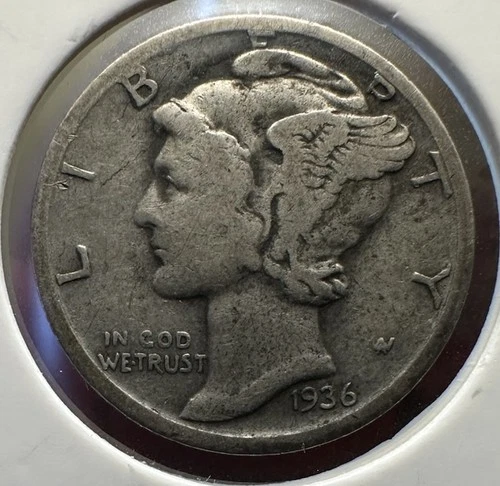 1936-S San Fransisco Mint Mercury Dime 90% Silver Fine Better Date