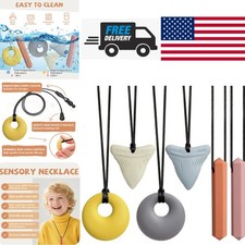 Chew Necklaces for Sensory Kids 6 Pack Silicone Toys for Autism ADHD and SPD