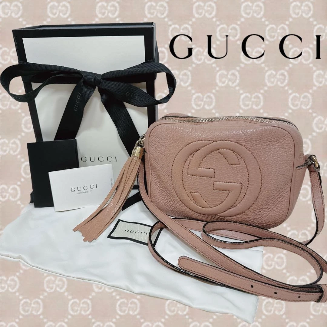 Sac à bandoulière Gucci SOHO logo rose beige cuir sac pour appareil photo #PG0FTF