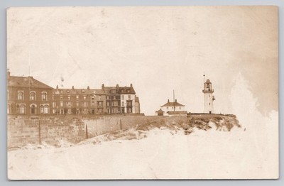 RPPC Coastal Town Promenade Lighthouse and Sea Wall UK 1910s Unknown