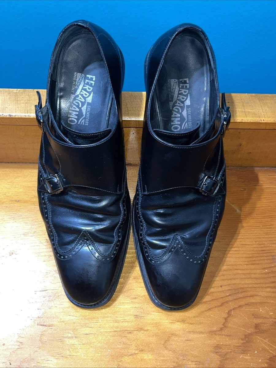 Salvatore Ferragamo Dress Shoes Mens 10 D Black Double Monk  display picture 1