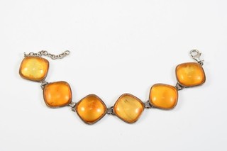 O22S82 Silber 925 Armband mit Bernstein