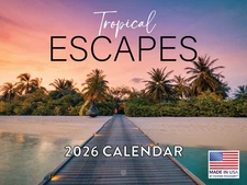 Tropical Escape 2026 Monthly Wall Calendar 12 Month | American Made In The USA